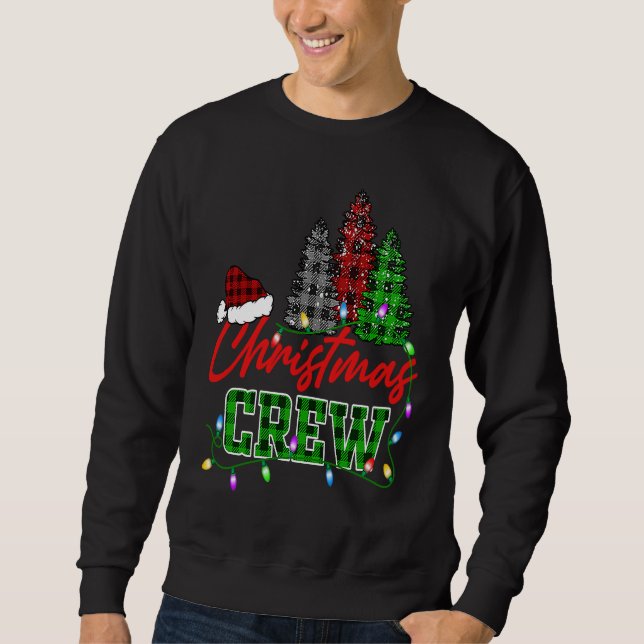 Sweatshirt Christmas Crew Three Tree Buffalo Plaid Matching F (Devant)