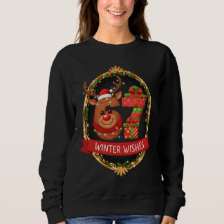 Sweatshirt Christmas Graphic Santa Claus Reindeer Six Seven 