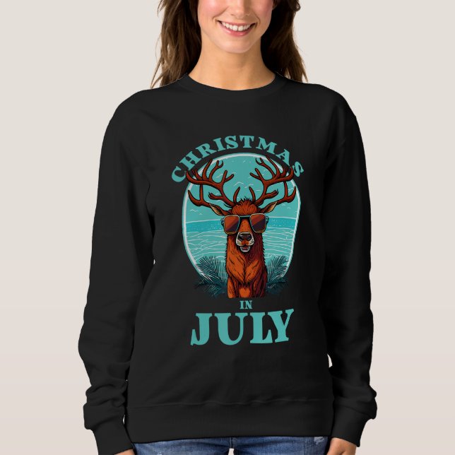 Sweatshirt Christmas in July Beach Summer Reindeer Beach Bash (Devant)