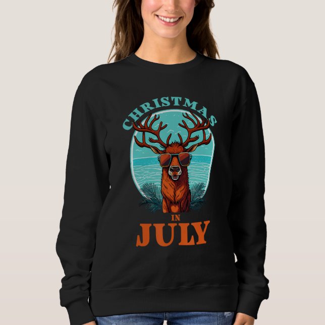 Sweatshirt Christmas in July Beach Summer Reindeer Beach Bash (Devant)
