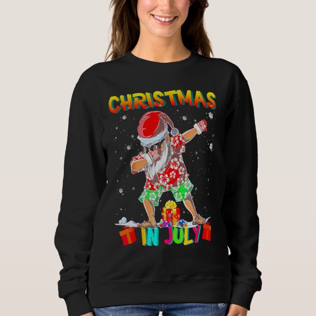 Sweatshirt Christmas In July  Santa Dabbing Summer Santa Surf (Devant)