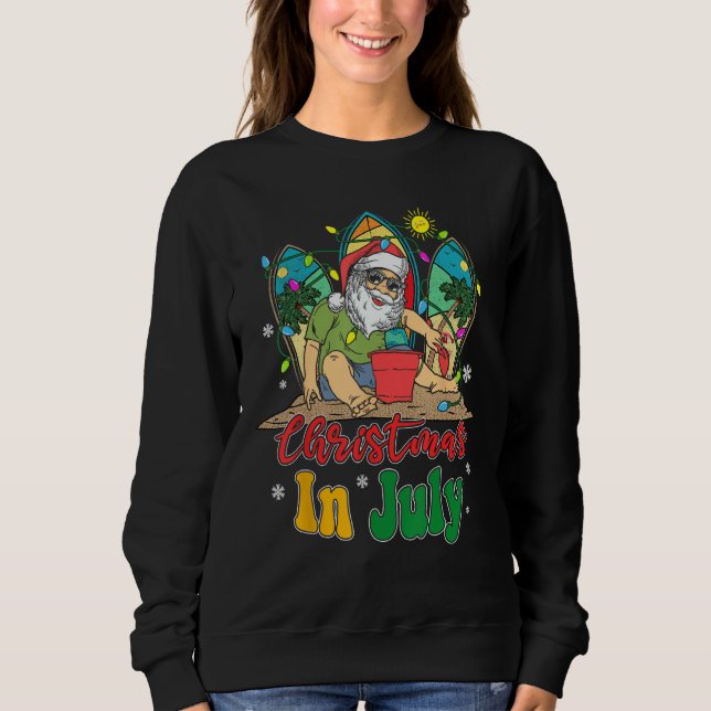 Sweatshirt Christmas In July Santa Summer Vacation Beach (Devant)