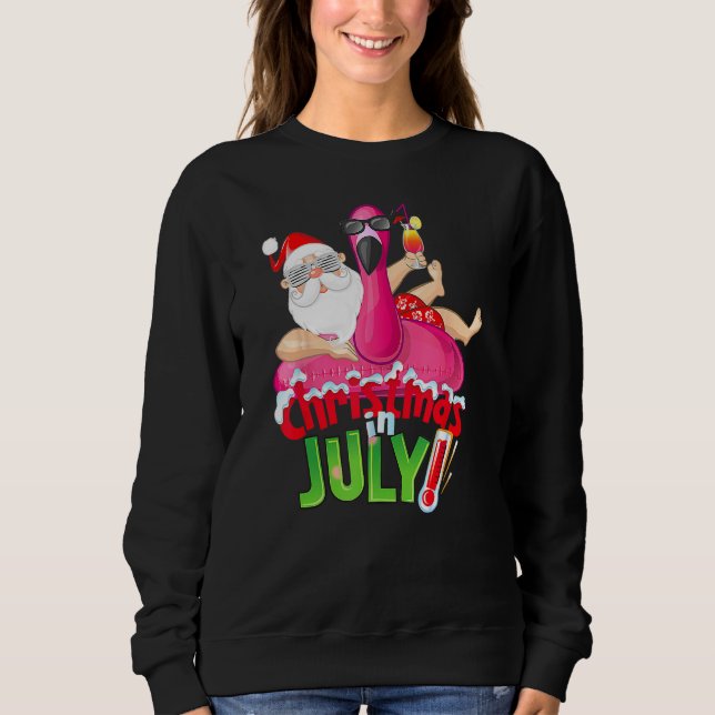 Sweatshirt Christmas In July  Summer Flamingo Float Xmas (Devant)
