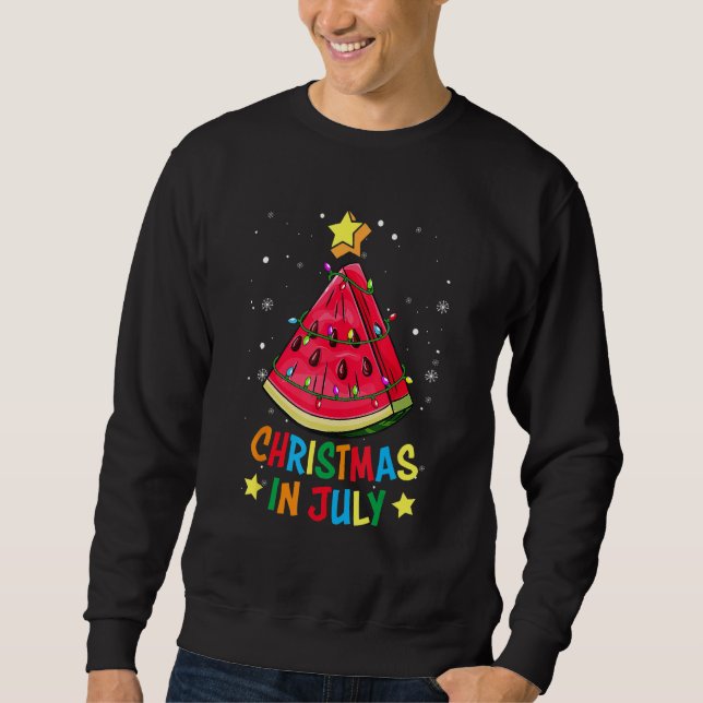 Sweatshirt Christmas In July Watermelon Christmas Tree Summer (Devant)