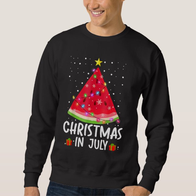 Sweatshirt Christmas In July Watermelon Santa Summer Tree (Devant)