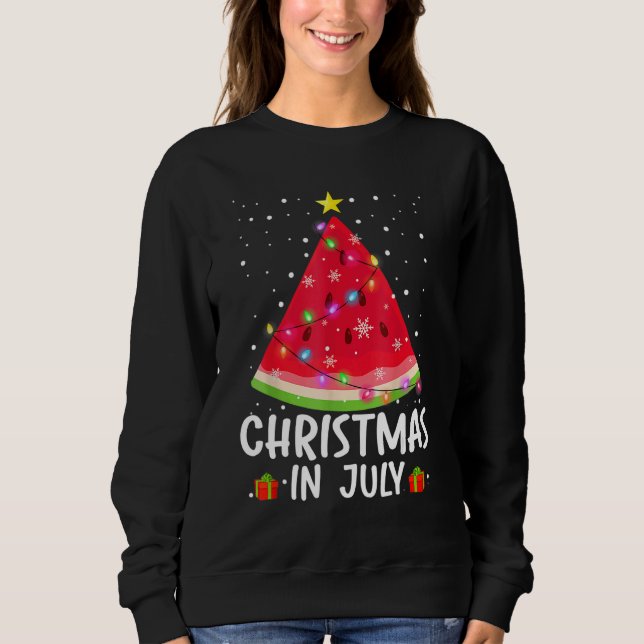 Sweatshirt Christmas In July Watermelon Santa Summer Tree (Devant)