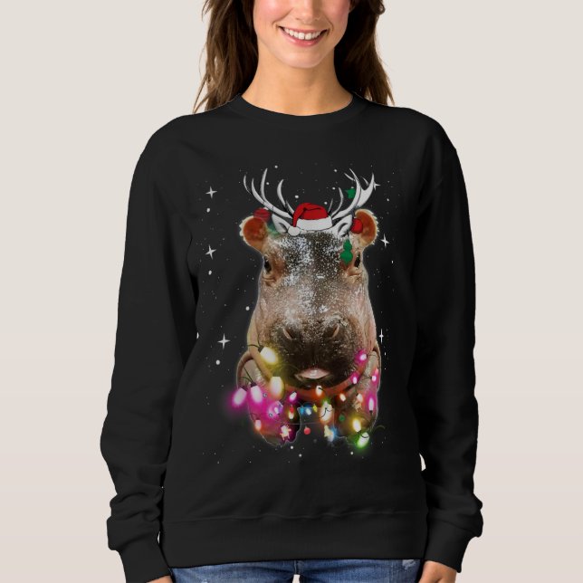 Sweatshirt Christmas Lights Hippo Fiona (Devant)