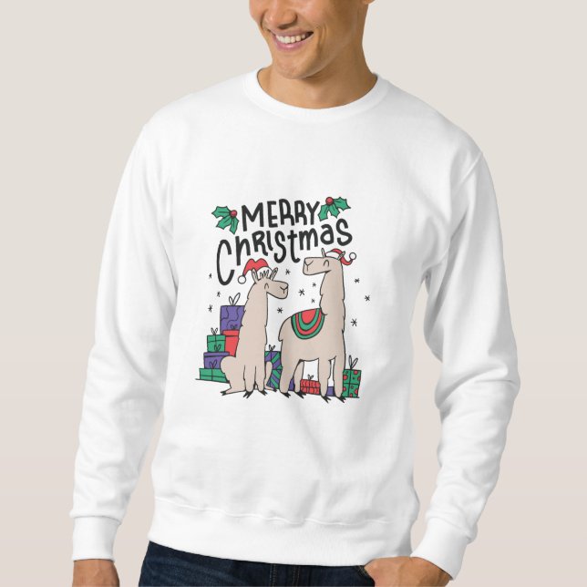 SWEATSHIRT CHRISTMAS LLAMAS AVEC CASQUETTE (Devant)