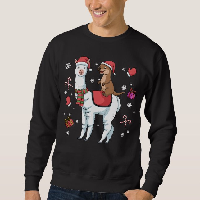 Sweatshirt Christmas Otter Cadeau Enfants Alpaka Cadeau Femme (Devant)