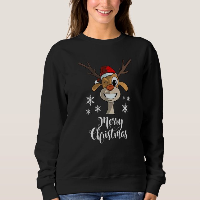 Sweatshirt Christmas Quote Merry Xmas  Deer (Devant)