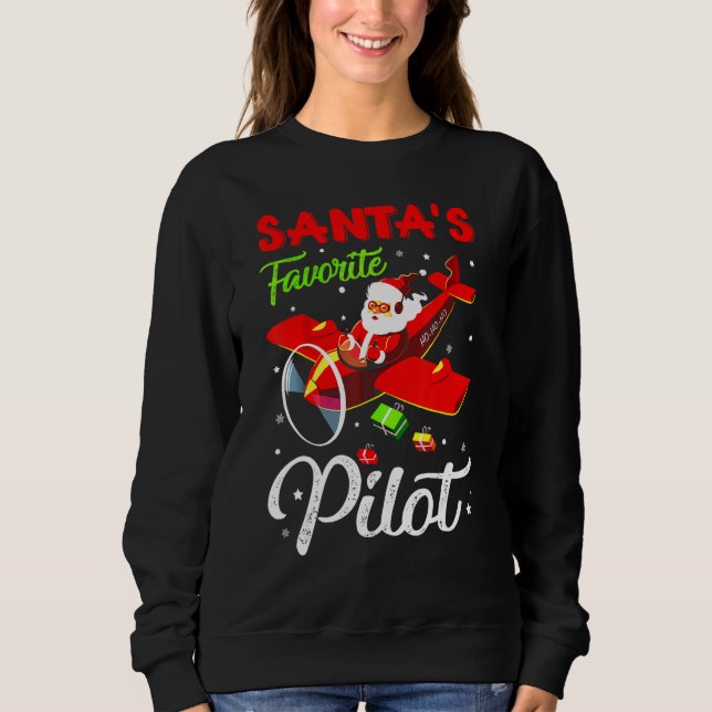Sweatshirt Christmas Santa Claus Pilot Flying Airplane (Devant)