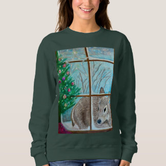 Sweatshirt Christmas sweatshirt: Deer looking through window