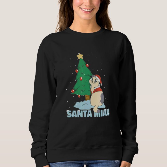 Sweatshirt Christmas Tree Santa Miau Cat (Devant)