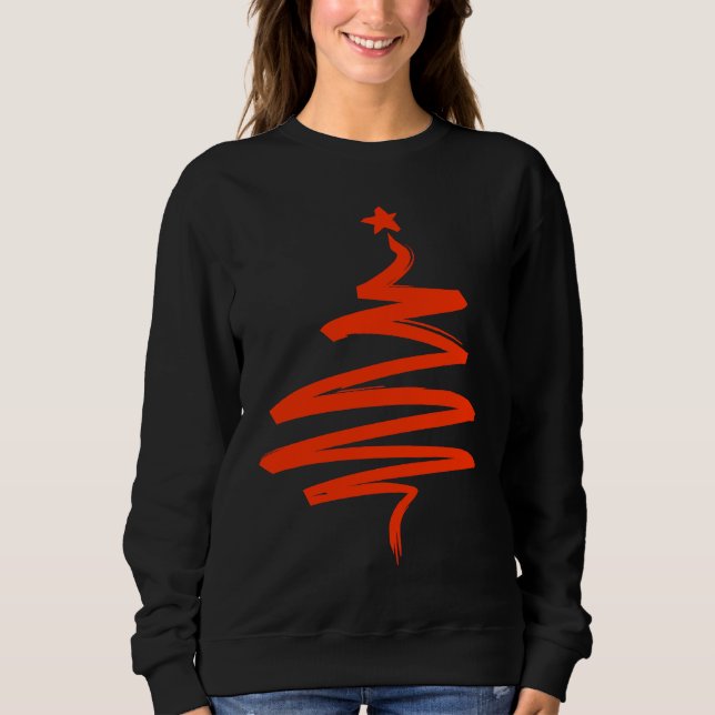Sweatshirt Christmas Tree Xmas Tree Orange Brush Stroke Men W (Devant)