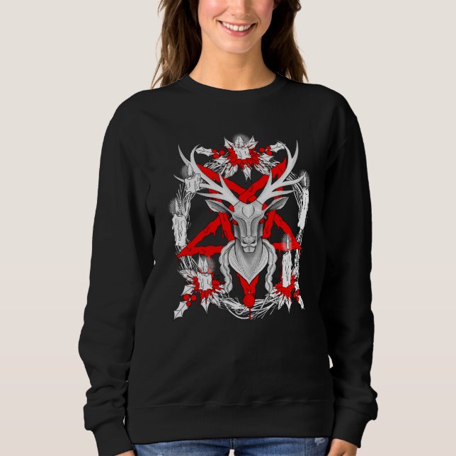 Sweatshirt Christmas wreath witchcraft candles blood Satanic  (Devant)