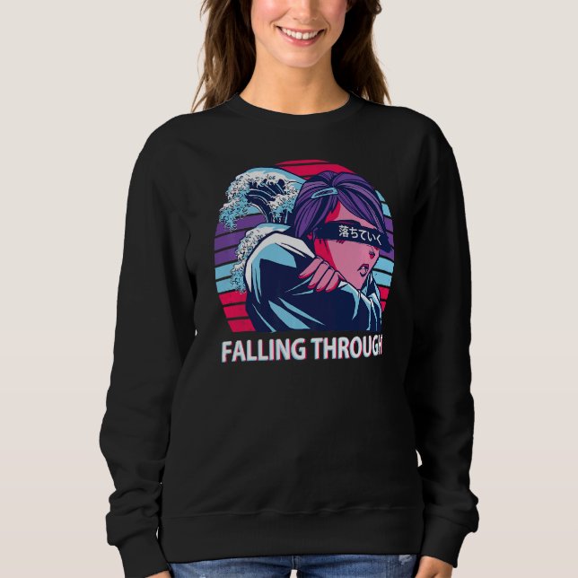 Sweatshirt Chute à travers Vaporwave esthétique Japonais E Gi (Devant)
