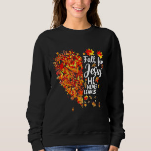 Sweatshirt Chute Amour Jésus Il Jamais Coeur Feuille Automne