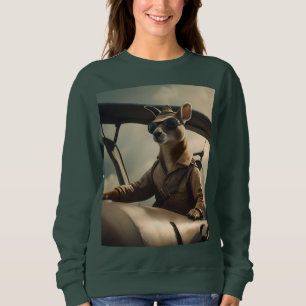 Sweatshirt "Cieux Vintage : Le pilote kangourou dans un vieux