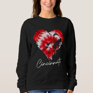 Sweatshirt Cincinnati Tie Dye Baseball Heart Baseball Fans 4