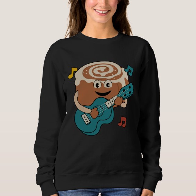 Sweatshirt Cinnamon Roll Ukulele Player Musician Clef (Devant)