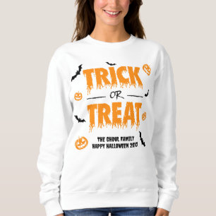 Sweatshirt Citrouille Bat Trick ou Treat Party Light Thème 2