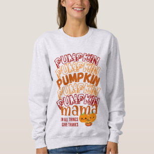 Sweatshirt Citrouille de Thanksgiving MAMA personnalisable