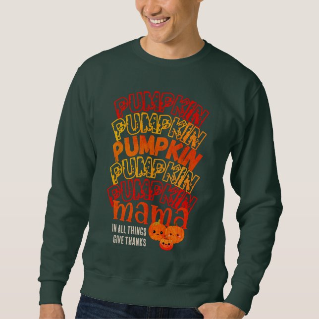 Sweatshirt Citrouille de Thanksgiving MAMA personnalisable (Devant)