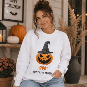 Sweatshirt Citrouille d'Halloween “BOO!” – Nom personnalisé