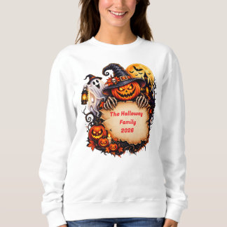 Sweatshirt Citrouille fantôme de nom de famille Halloween per