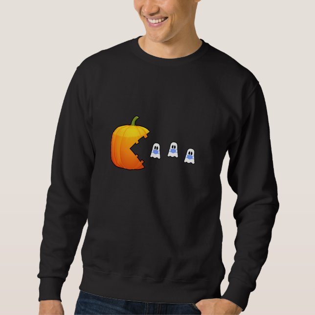 Sweatshirt Citrouille Mange Ghosts Classique Jeu Vidéo Pour H (Devant)