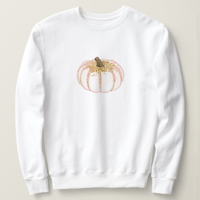 Sweatshirt Citrouille rose et or (Design devant)