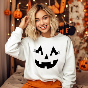 Sweatshirt Citrouille Visage Jack O Lantern Féminin Halloween