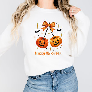 Sweatshirt Citrouilles d'Halloween Ruban Orange Coquette Esth