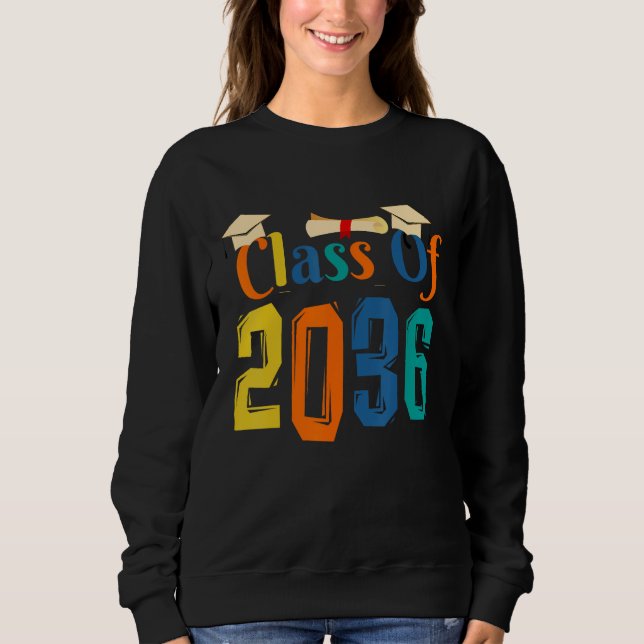 Sweatshirt Class of 2036 Grow With Me First Day of School Gra (Devant)