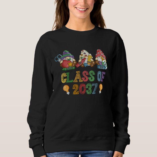 Sweatshirt Class Of 2037 Gnome Graduation Kindergarten First  (Devant)