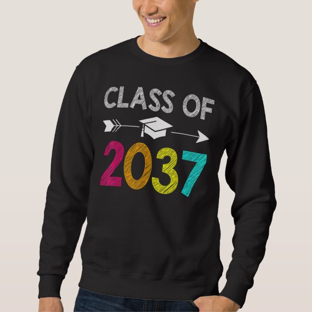 Sweatshirt Class Of 2037 Grow With Me Kindergarten Graduation (Devant)