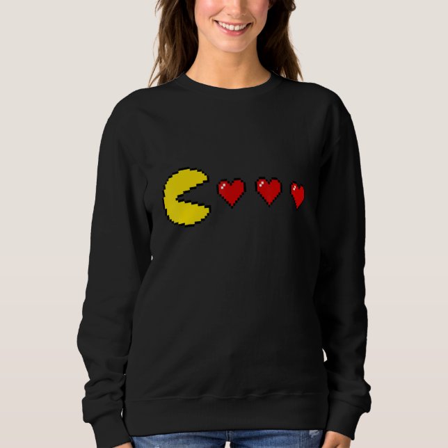Sweatshirt Classic 80s Retro Arcade 8 bit Game Valentine Hear (Devant)