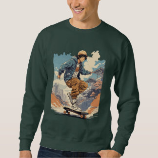 Sweatshirt Classic Retro anime japonais Skateboarder