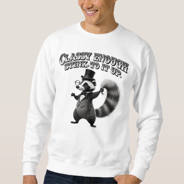 Sweatshirt Classy Skunk in Top Hat Funny Black and White (Devant)