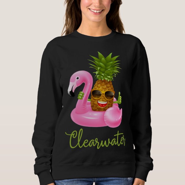 Sweatshirt Clearwater Florida Beach Tropical  Flamingo Pineap (Devant)