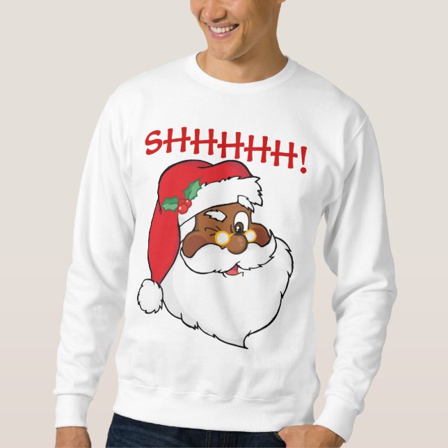 Sweatshirt Cligner de l'oeil Père Noël noir gardant des (Devant)