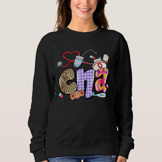Sweatshirt CNA Stethoscope Leopard  CNA Life (Devant)