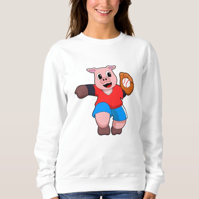 Sweatshirt Cochon de baseball avec gant de baseball (Devant)