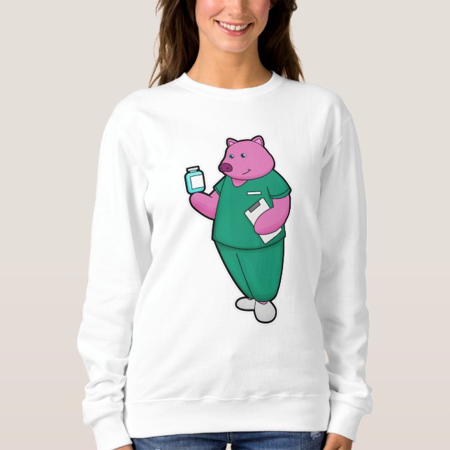 Sweatshirt Cochon en infirmière en médecine (Devant)