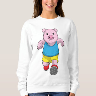 Sweatshirt Cochon en tant que coureur à l'exécution