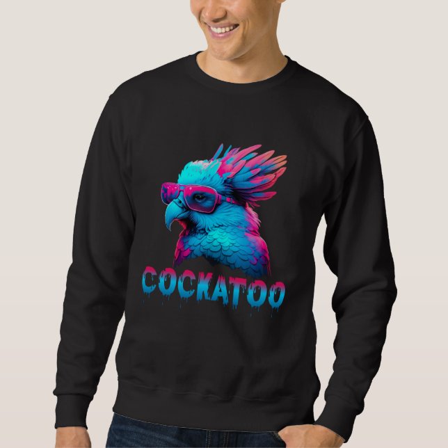 Sweatshirt Cockatoo with Sunglasses 80s style for a Cockatoo  (Devant)