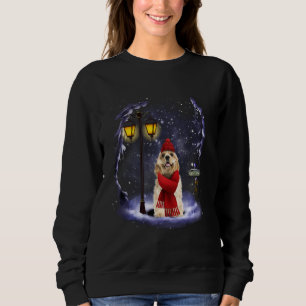 Sweatshirt Cocker Spaniel Père Noël Neige Noël clair hiver P