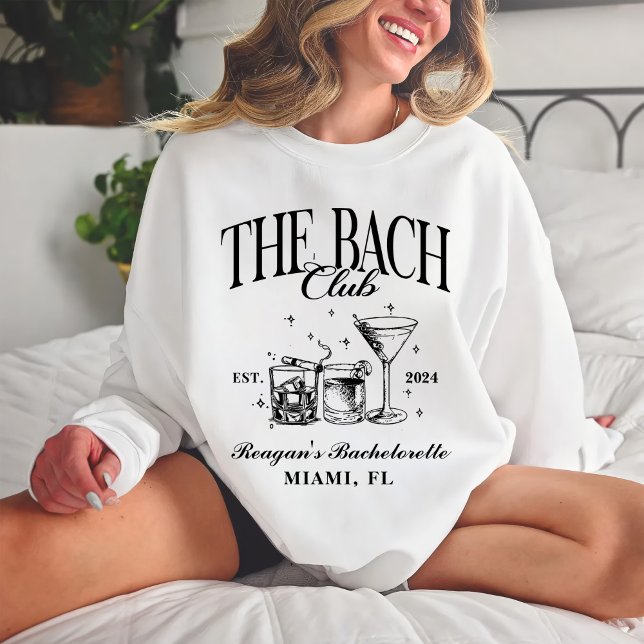 Sweatshirt Cocktail rétro noir Club Bachelorette personnalisé (Créateur téléchargé)