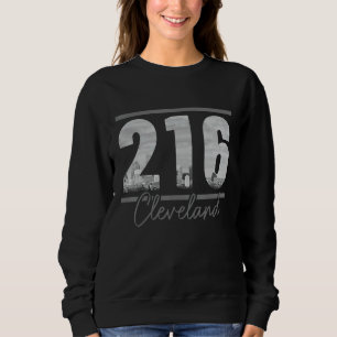 Sweatshirt Code régional Cleveland 216 Skyline Ohio Vintage