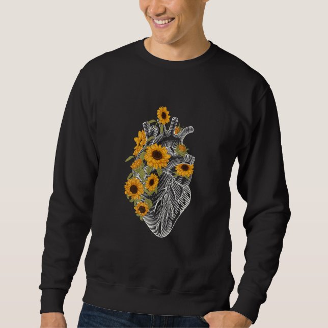 Sweatshirt Coeur anatomique avec fleurs de tournesol Flux car (Devant)